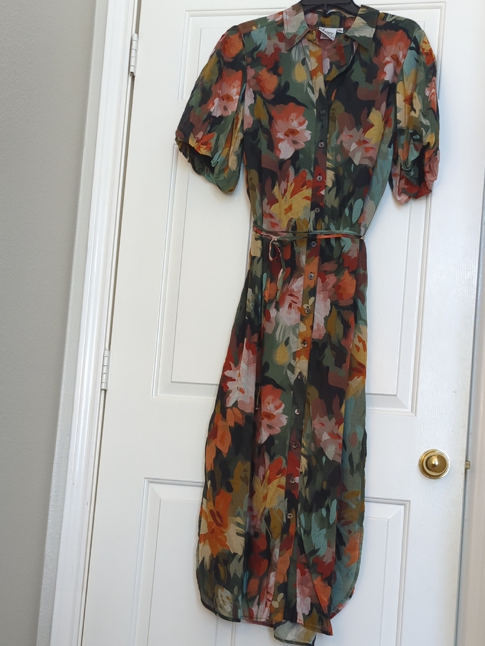 Floral Button-Front Shirt Dress in Multi-Color